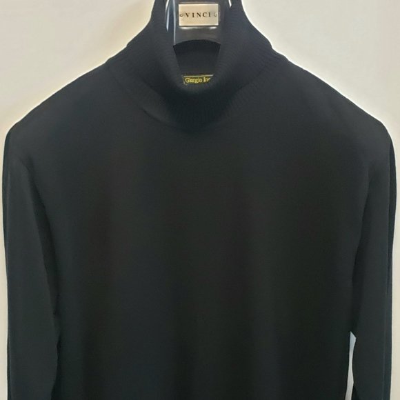 MENS GIORGIO INSERTI BLACK TURTLENECK SWEATER SIZE LARGE - Picture 1 of 7